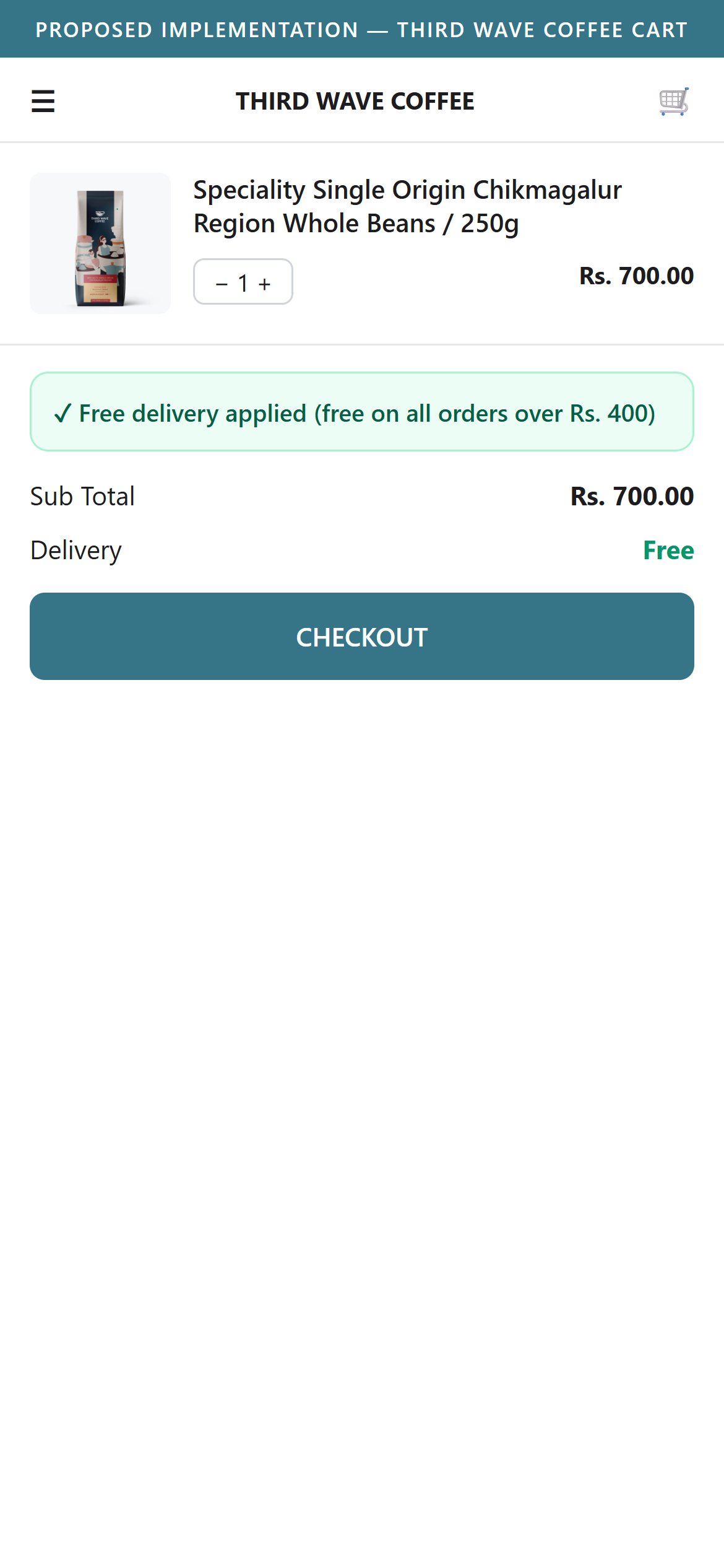 Proposed Implementation - Third Wave Coffee Mobile Cart